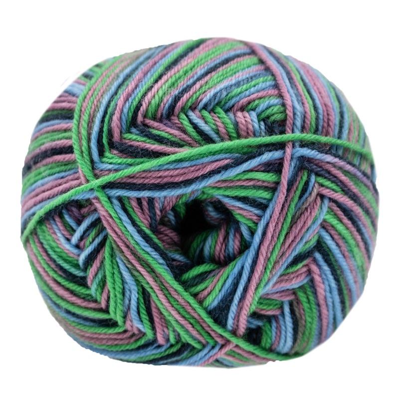 Lana Grossa Meilenweit 100 Merino Extrafine Cosy Yarn – 6165 Old Pink/Purple/Turquoise/Black Green