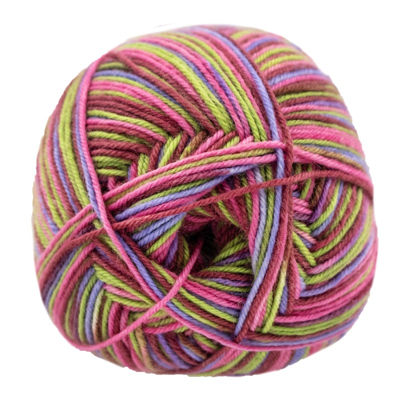 Lana Grossa Meilenweit 100 Merino Extrafine Cosy Yarn – 6166 Pink/Burgundy/Spring Green/Violet Blue