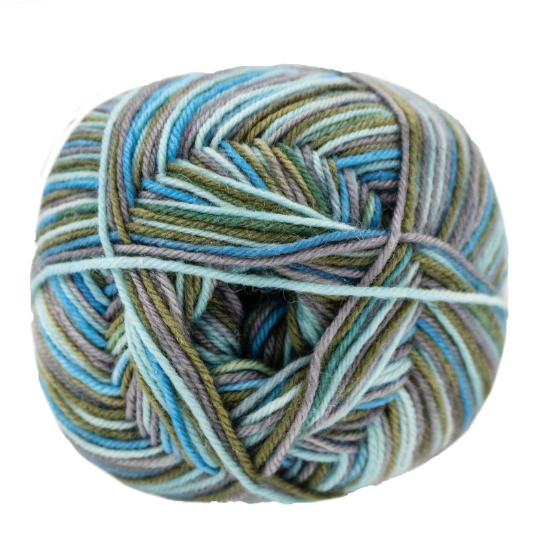 Lana Grossa Meilenweit 100 Merino Extrafine Cosy Yarn – 6168 Mint/Turquoise/Grey Brown/Moss Green