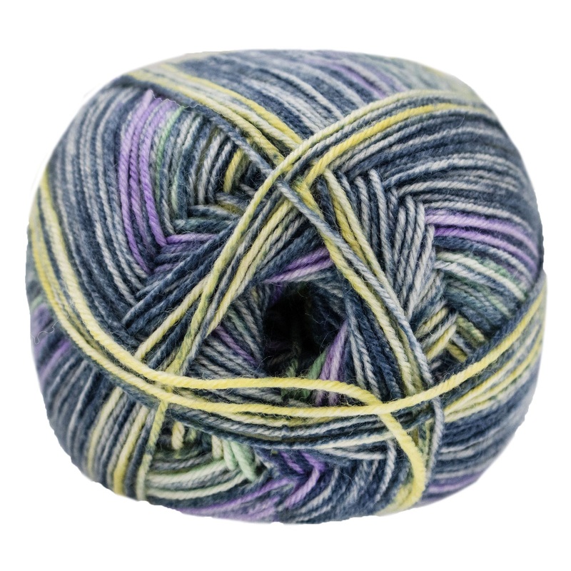 Lana Grossa Meilenweit 100 Merino Extrafine Luna Yarn – 4114 Greys/Citrus Yellow/Soft Green/Lilac