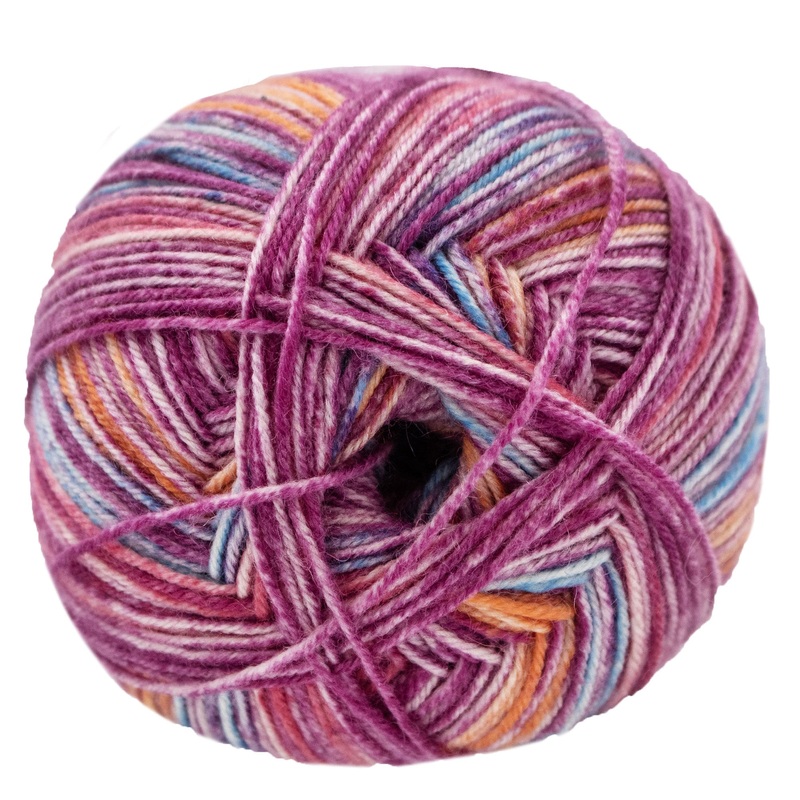 Lana Grossa Meilenweit 100 Merino Extrafine Luna Yarn – 4115 Pink/Rose/Orange/Turquoise/Raspberry