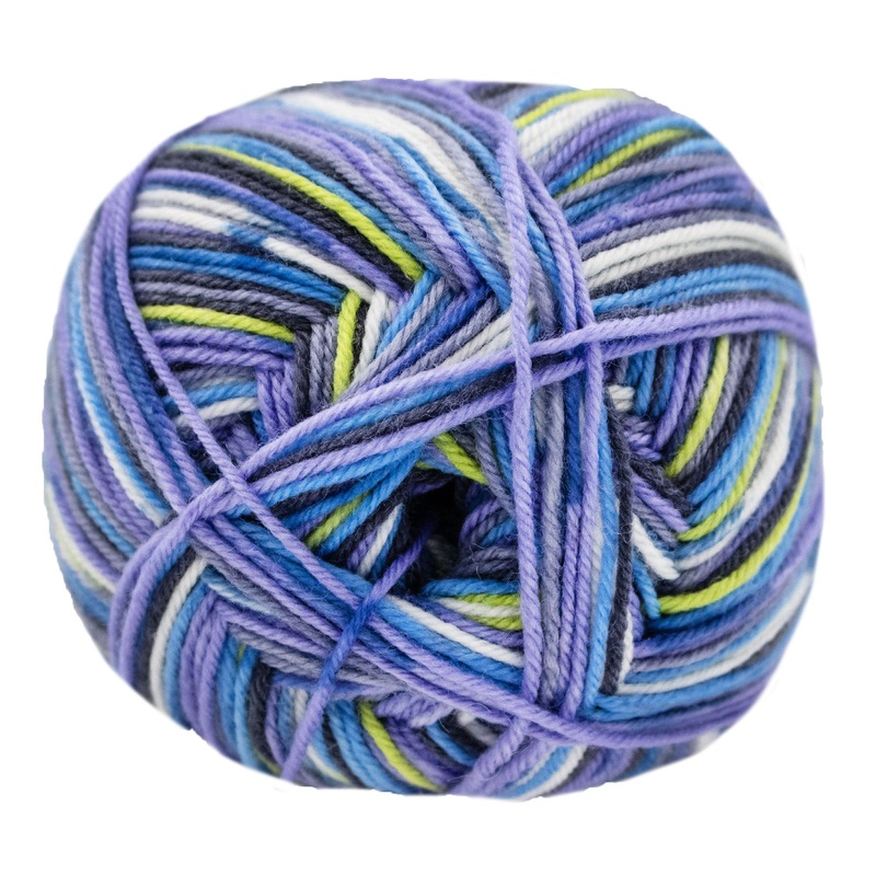 Lana Grossa Meilenweit 100 Merino Extrafine Rosanna Yarn – 3336 White/Petrol/Greys/Violet/Dark Blue/Light Green/Turquoise