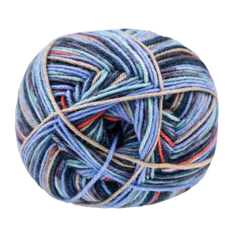 Lana Grossa Meilenweit 100 Merino Extrafine Soft Yarn – 4461 Dark Petrol/Sky Blue/Terracotta/Taupe/Sea Green