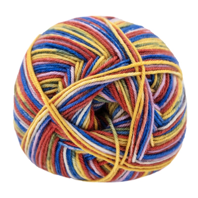 Lana Grossa Meilenweit 100 Merino Extrafine Soft Yarn – 4463 Pearl Grey/Pink/Azure/Yellow/Olive/Red