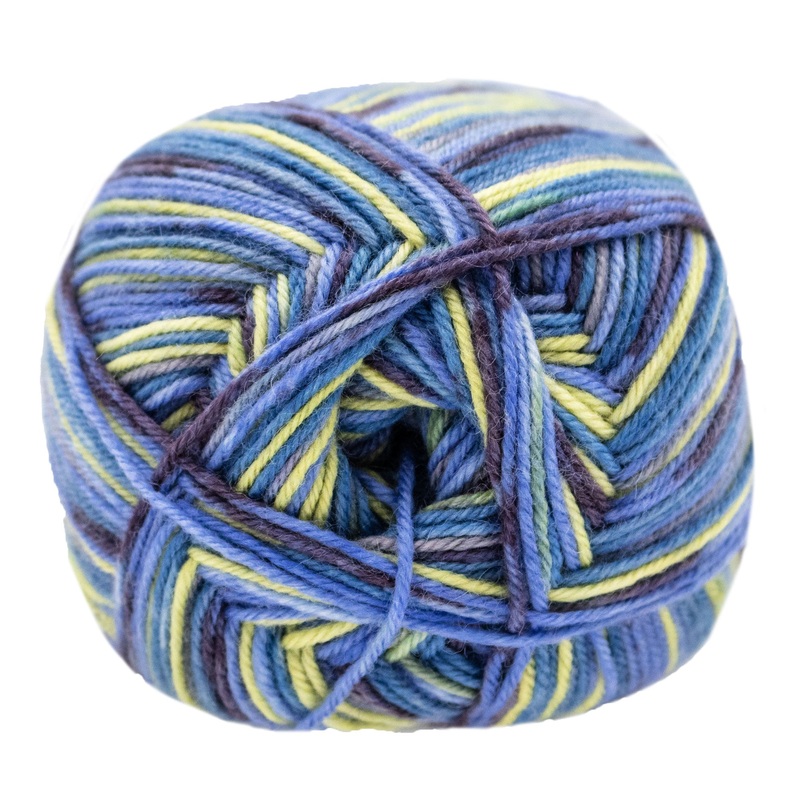 Lana Grossa Meilenweit 100 Merino Extrafine Soft Yarn – 4464 Pigeon Blue/Green Yellow/Mouse Grey/Petrol/Antique Red