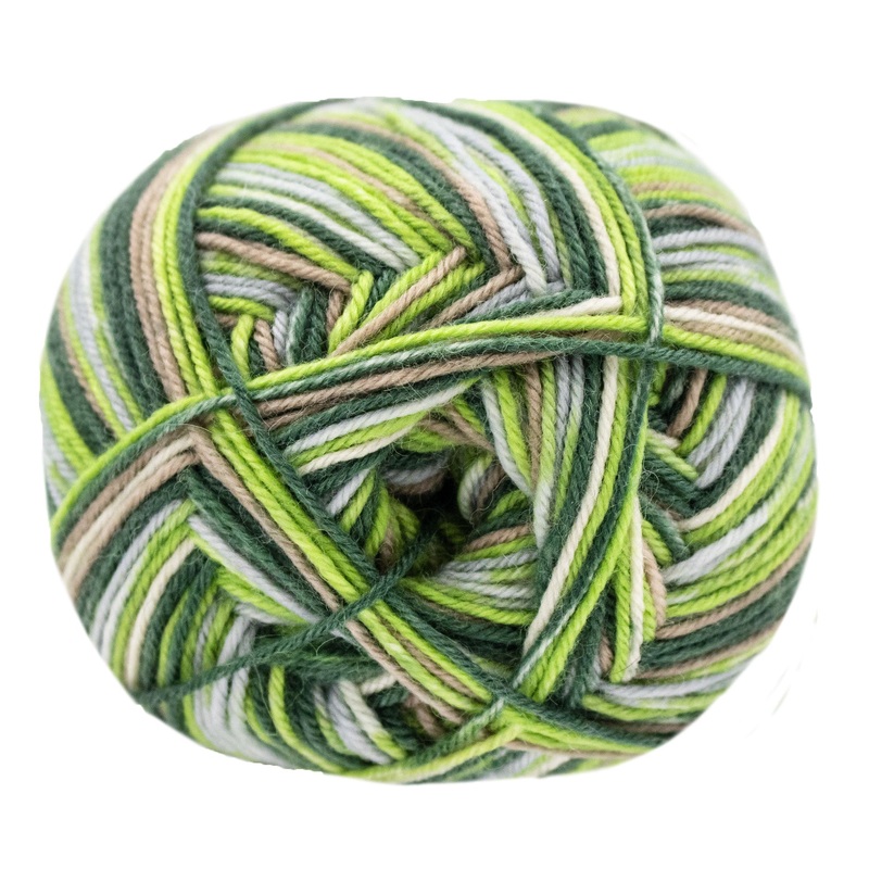 Lana Grossa Meilenweit 100 Merino Extrafine Soft Yarn – 4466 Bottle/Lime/Taupe/Natural/Light Grey