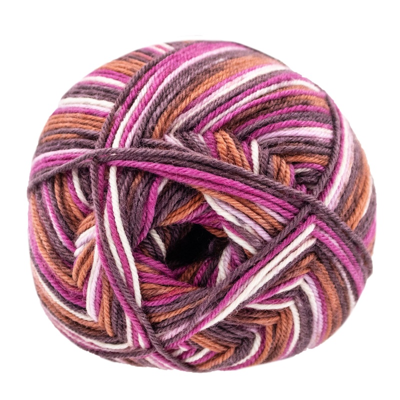 Lana Grossa Meilenweit 100 Merino Extrafine Soft Yarn – 4468 Pink/Natural/Antique Red/Fuchsia/Rust/Brown
