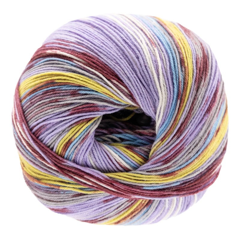 Lana Grossa Meilenweit 100 Seta Fiore Yarn – 3366 Lilac/White/Taupe/Light Blue/Burgundy/Mustard