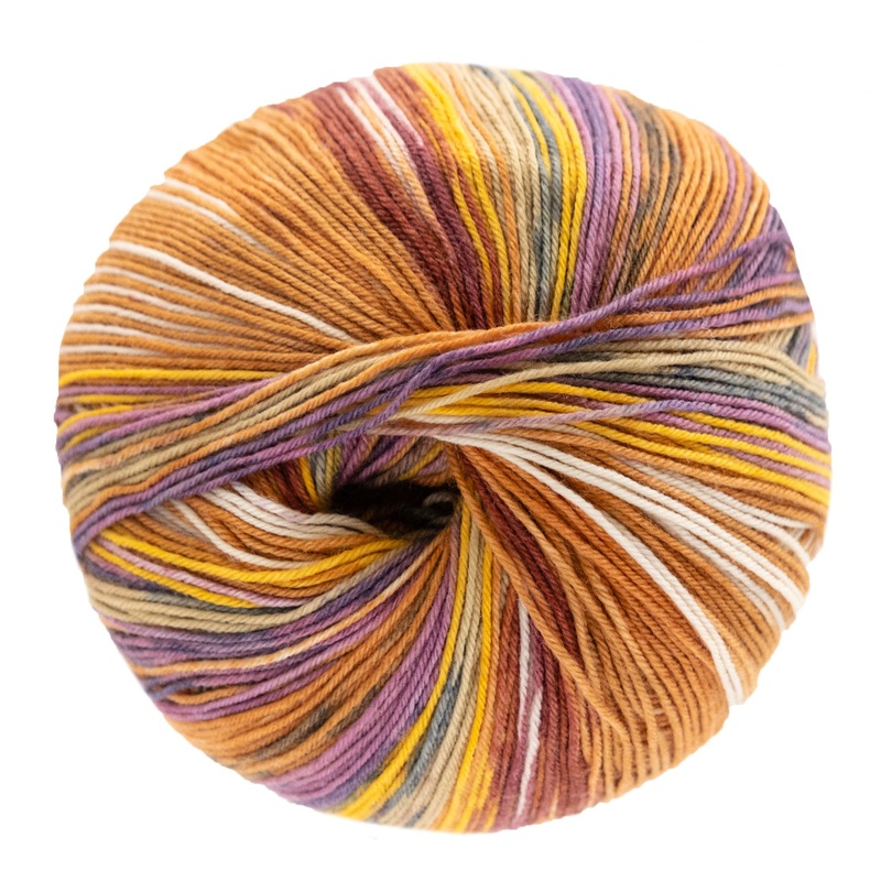 Lana Grossa Meilenweit 100 Seta Fiore Yarn – 3370 Old Pink/Grey/Yellow/Beige/Caramel/Brown/White