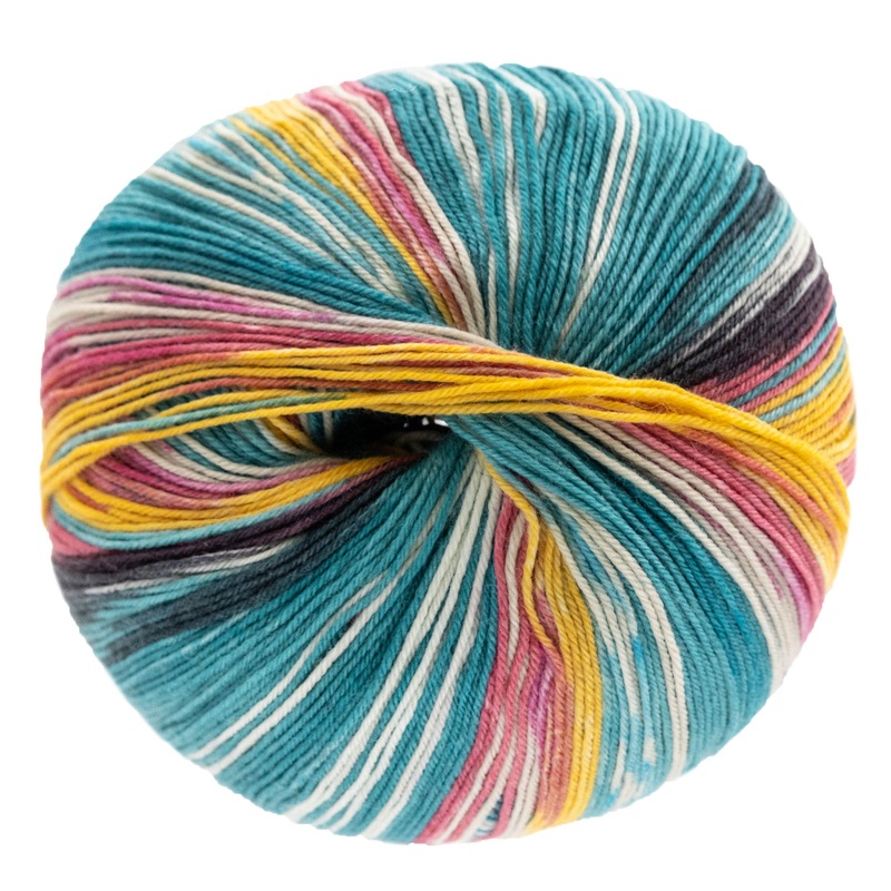 Lana Grossa Meilenweit 100 Seta Fiore Yarn – 3372 Opal Green/White/Yellow/Rose/Pink/Dark Green/Grey