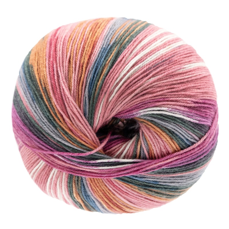 Lana Grossa Meilenweit 100 Seta Fiore Yarn – 3373 Pink/White/Grey Green/Sand/Fuchsia/Greys