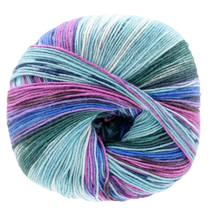 Lana Grossa Meilenweit 100 Seta Fiore Yarn – 3374 Blues/Purple/White/Pink/Brown/Grey/Dark Green