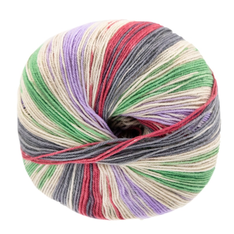 Lana Grossa Meilenweit 100 Seta Lampone Yarn – 3445 White/Purple/Grey Green/Dark Grey/Red/Bordeaux