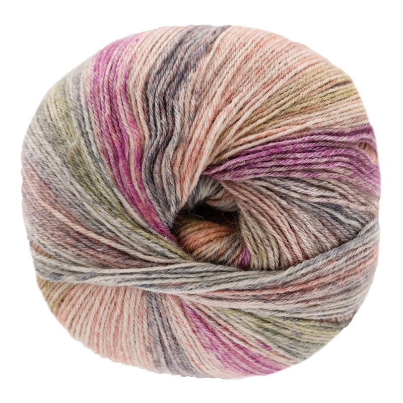 Lana Grossa Meilenweit Alpaca Yarn – 2106 Wine/Ecru/Khaki/Greys/Olive/Orange