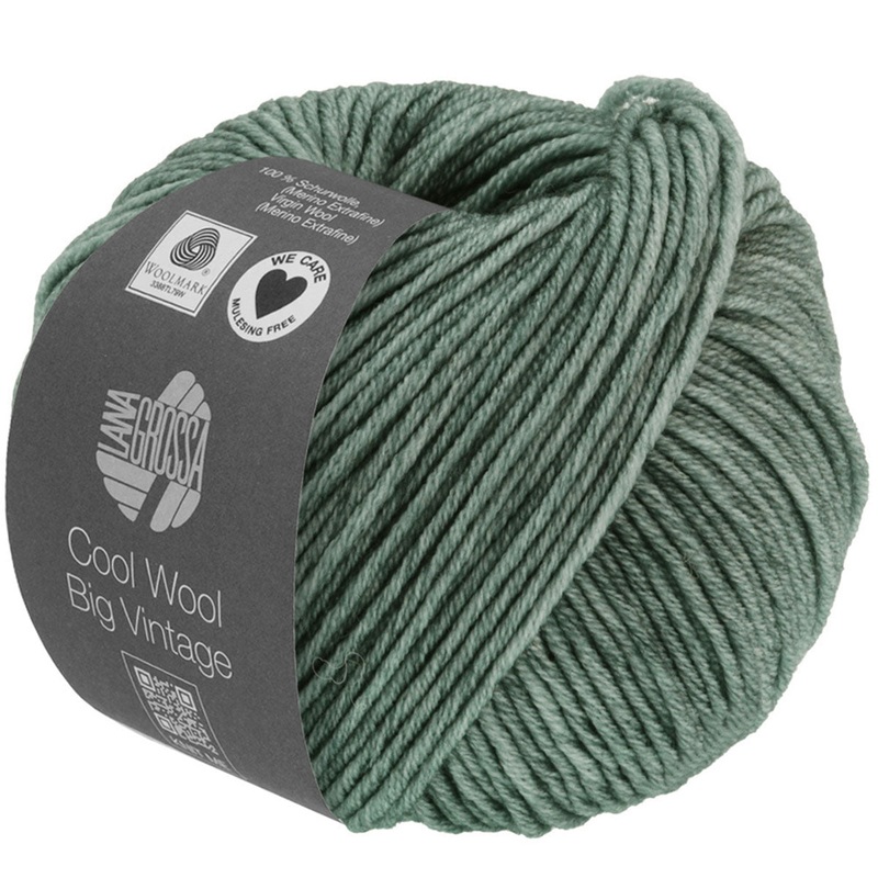 Lana Grossa Cool Wool Big Vintage Yarn – 7168 Green-Grey