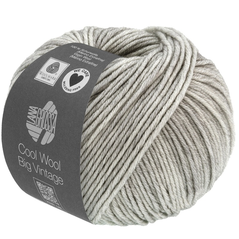 Lana Grossa Cool Wool Big Vintage Yarn – 7169 Light Grey