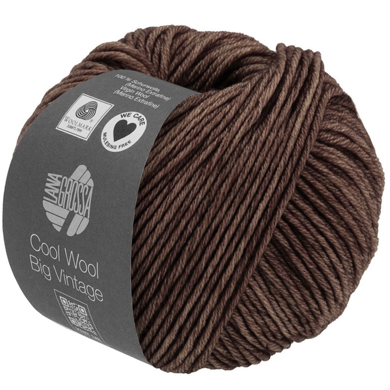 Lana Grossa Cool Wool Big Vintage Yarn – 7184 Dark Brown