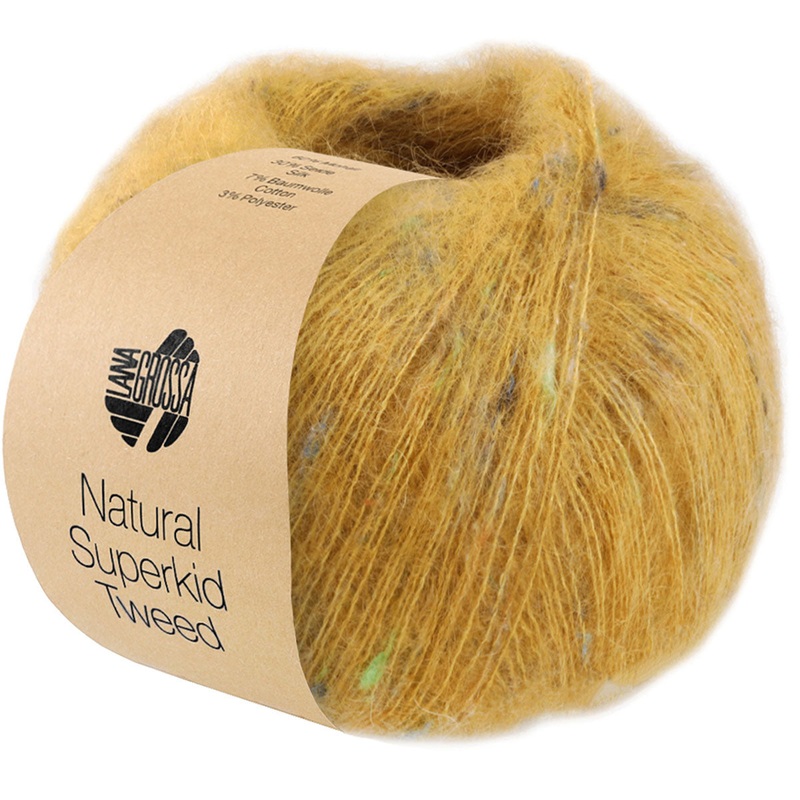 Lana Grossa Natural Superkid Tweed Yarn – 615 Mustard Yellow