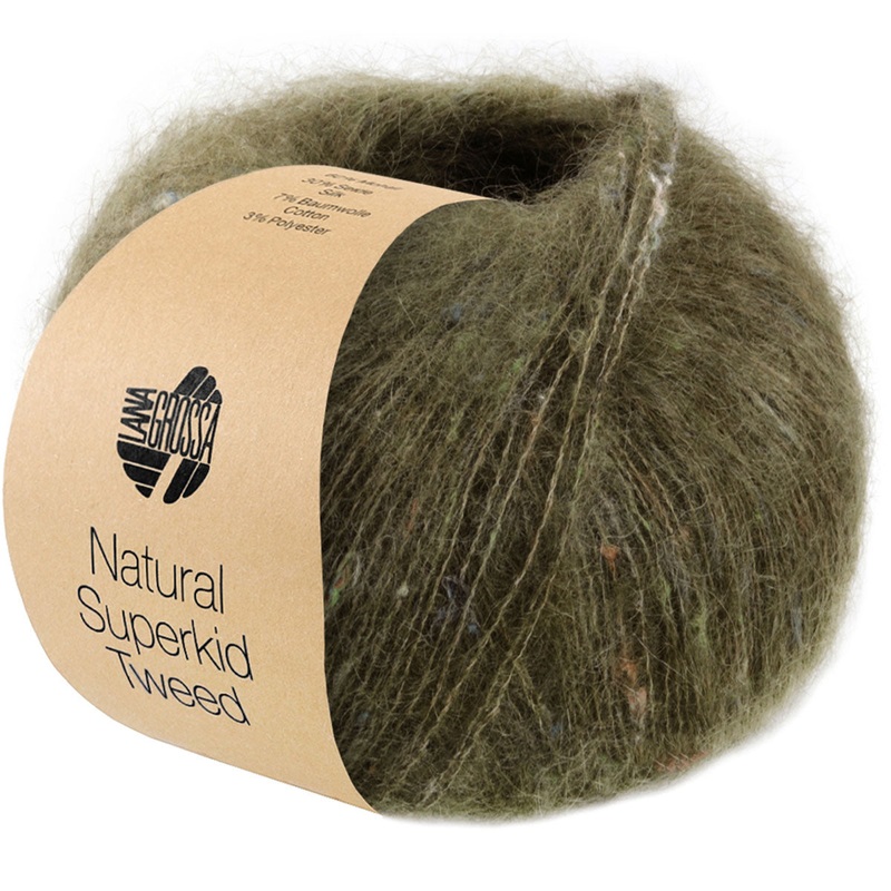Lana Grossa Natural Superkid Tweed Yarn – 616 Olive Green