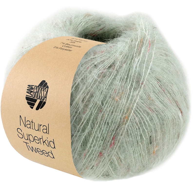 Lana Grossa Natural Superkid Tweed Yarn – 617 Grey Green