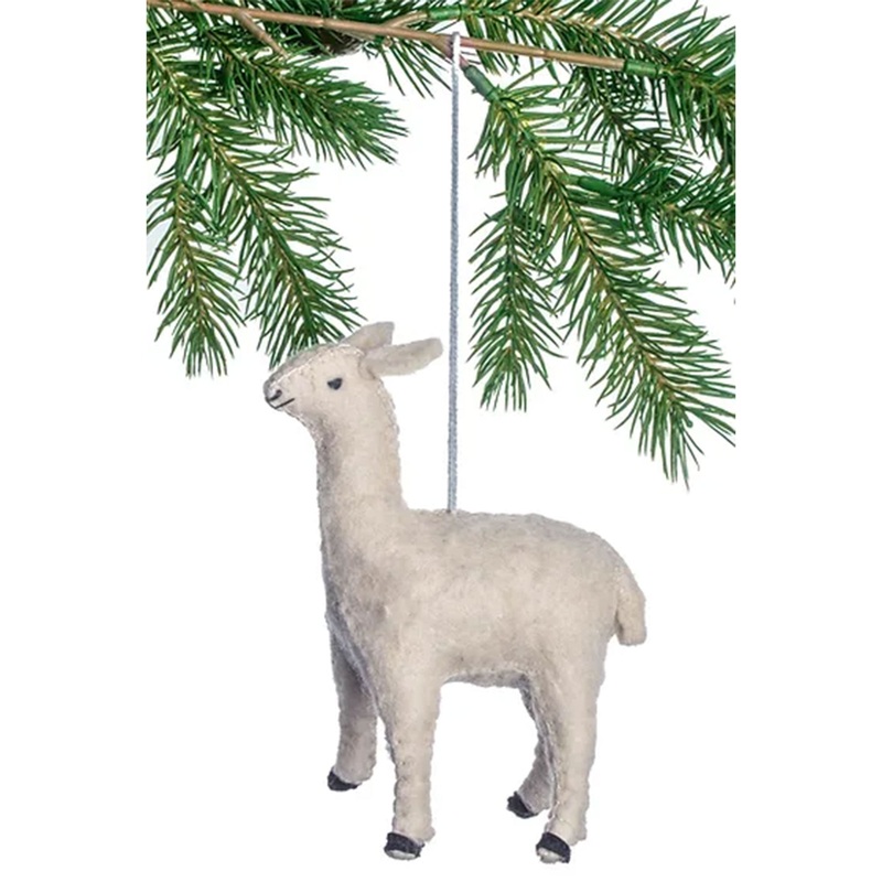 Silk Road Bazaar Handmade Felt Ornaments – White Alpaca