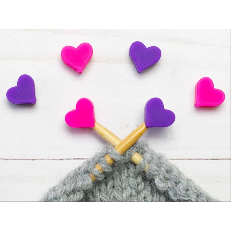 Fox & Pine Stitches Stitch Stoppers/ Point Protector – Pink & Purple Hearts (Set of 6)