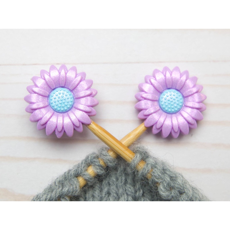 Fox & Pine Stitches Stitch Stoppers/ Point Protector – Purple Shimmer Daisy