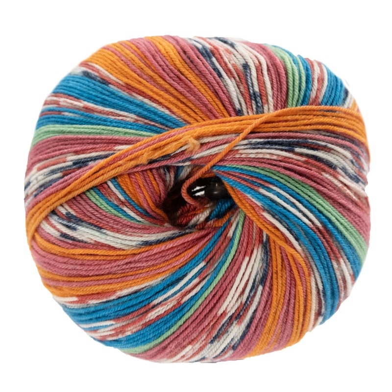 Lana Grossa Meilenweit 100 Seta Felicia Yarn – 3166 Greys/Ecru/Red/Flamingo/Jade/Blue/Orange