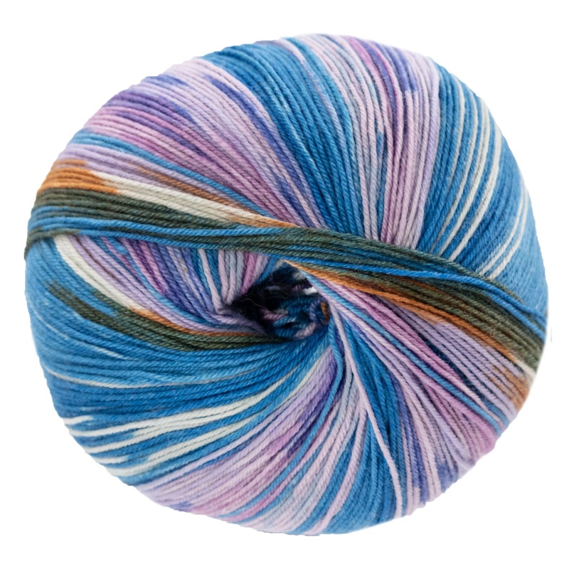 Lana Grossa Meilenweit 100 Seta Fiore Yarn – 3371 Turquoise/Lilac/Pink/Ochre/White/Navy/Khaki