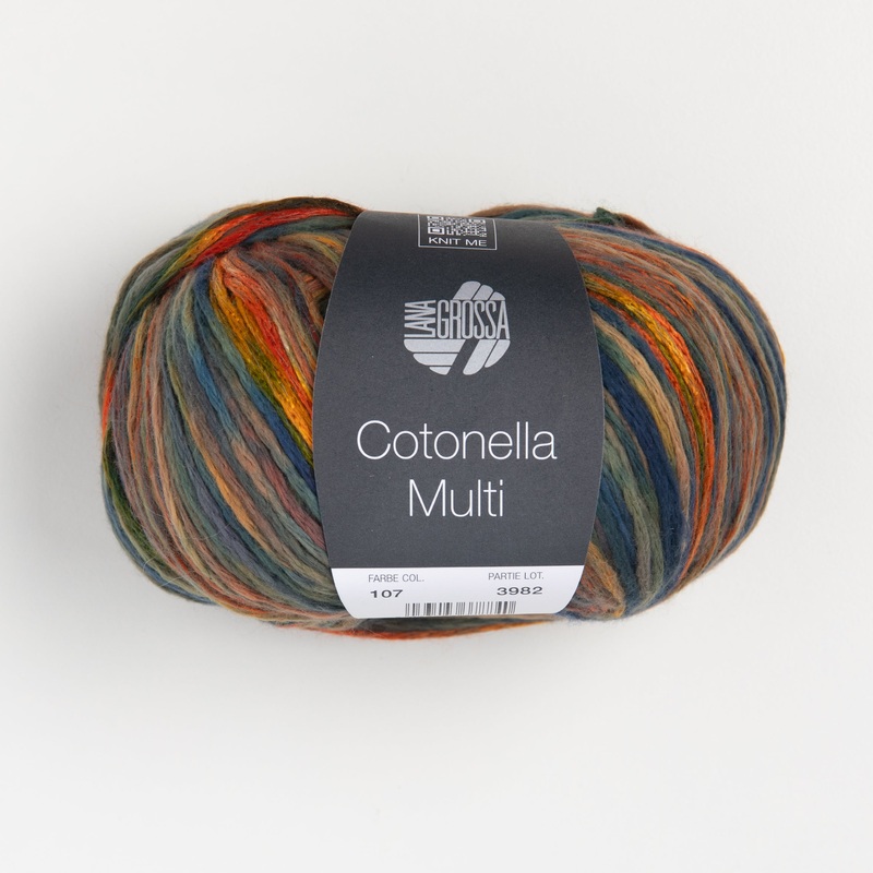 Lana Grossa Cotonella Multi – 107 Olive/Black-Green/Yellow/Orange