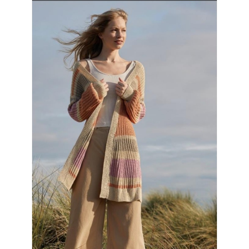 Lana Grossa Natural Knits 01 Patterns – 09 Long Striped Cardigan – PDF Download