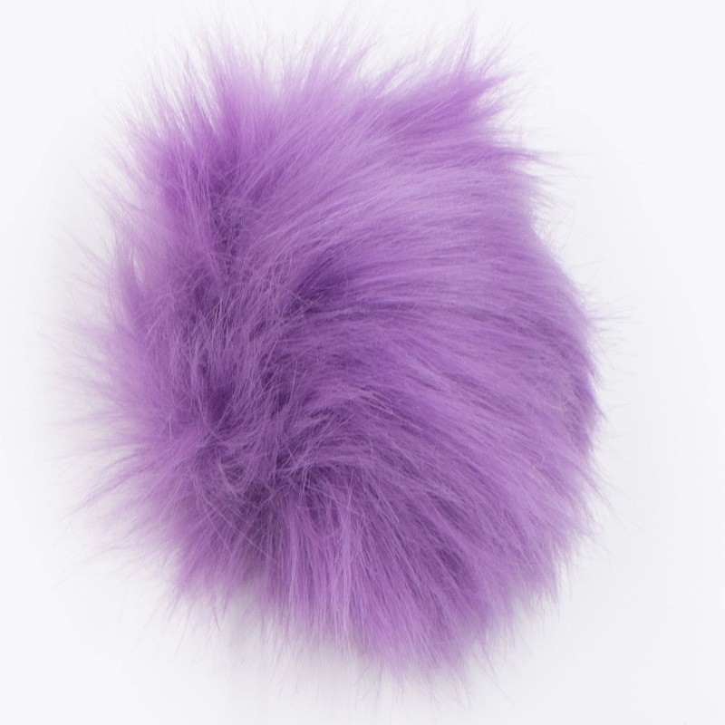 Jimmy Beans Wool Faux Fur Pom Poms w Snap – Light Purple
