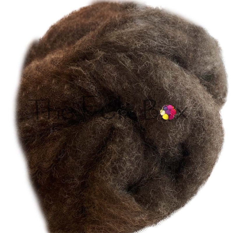 Carded Batts Shetland Natural Dark Brown Needle Felting Core Wool 200g