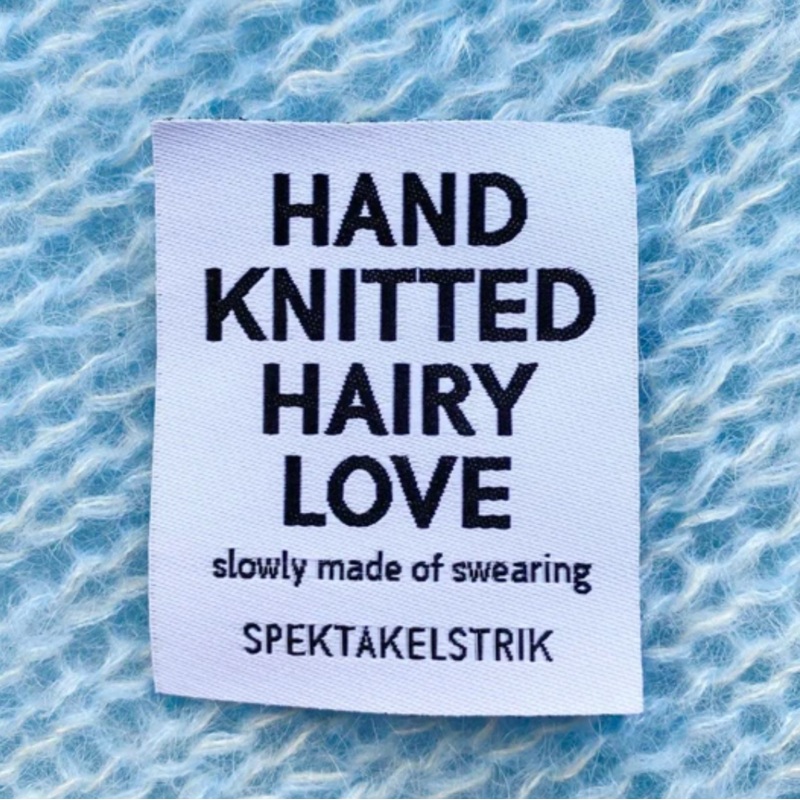 Label – Hand knitted hairy love