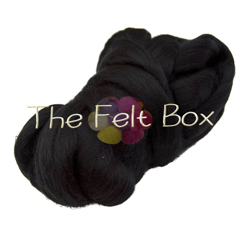 Merino Roving Felting Wool Top 21 mic 3D 2D Nuno Felting Spinning Fibre Black