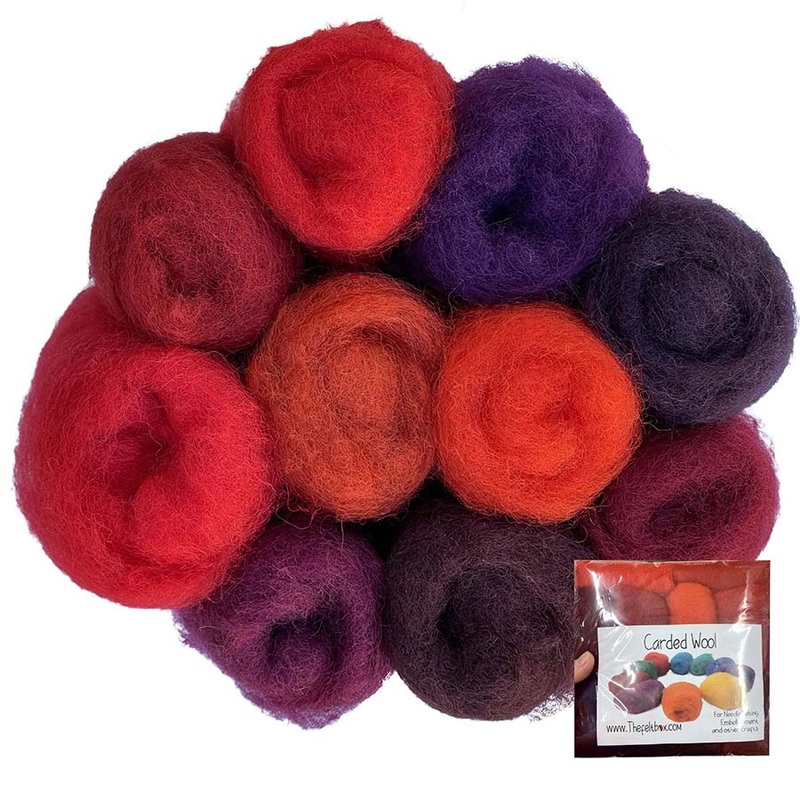 Red Carded Needle Felting Wool Shade Packs The Felt Box  100g