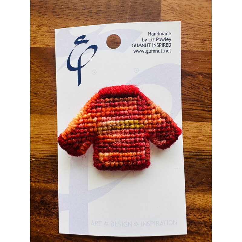 Brooch – Campfire – Locally Handmade Needlepoint Accesories