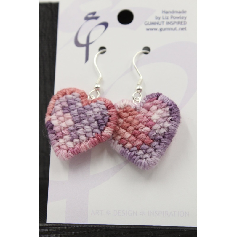 Earrings – Needlepoint – Dovedale Hearts