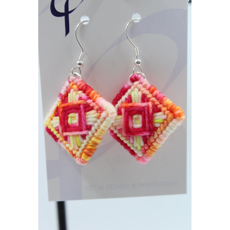 Earrings – Needlepoint – Fire Baby – Diamonds