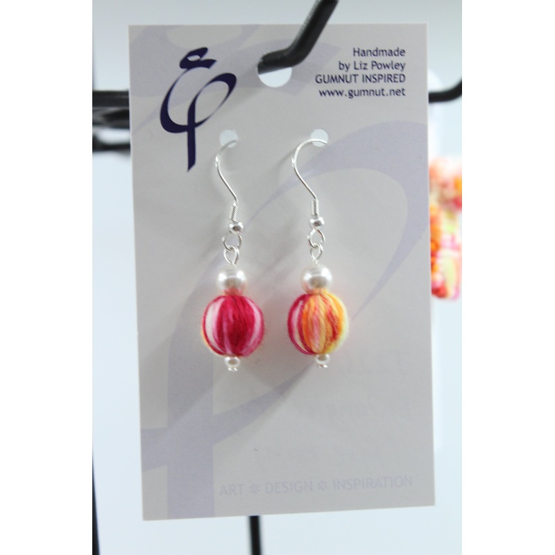 Earrings – Needlepoint – Fire Baby – Pearls