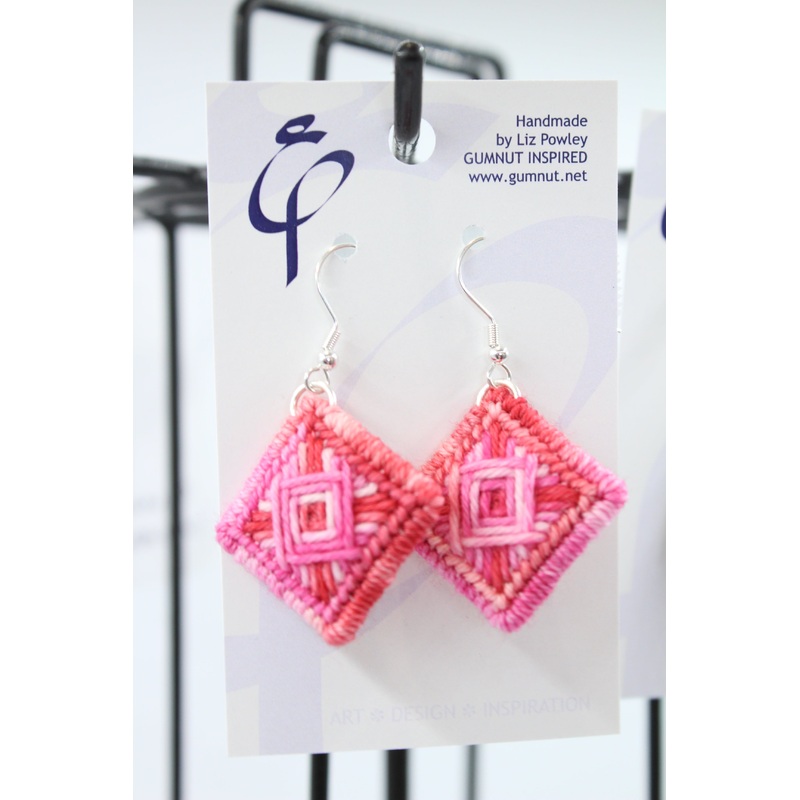 Earrings – Needlepoint – Getting Piggy