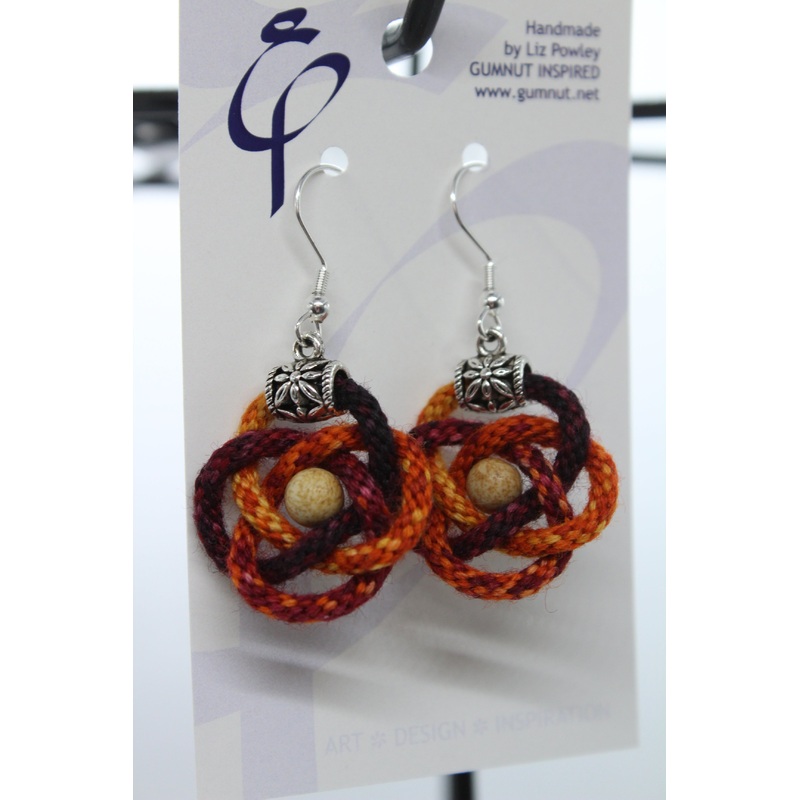 Earrings – Kumihimo – Red Weed (J2323)