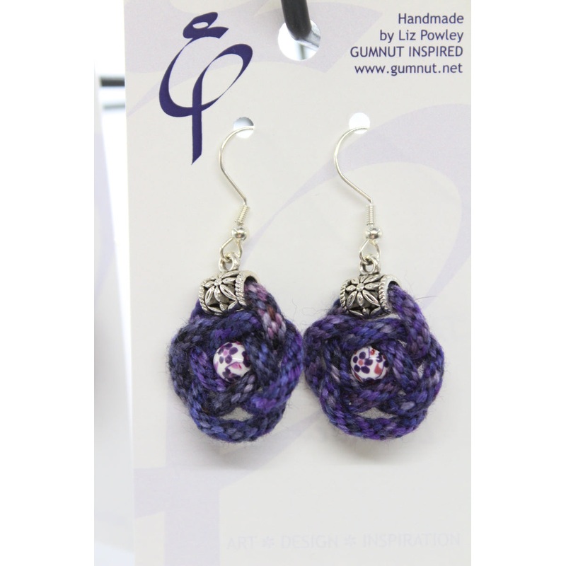 Earrings – Kumihimo Rope  – Craft by Bella – Lavender (J2340)