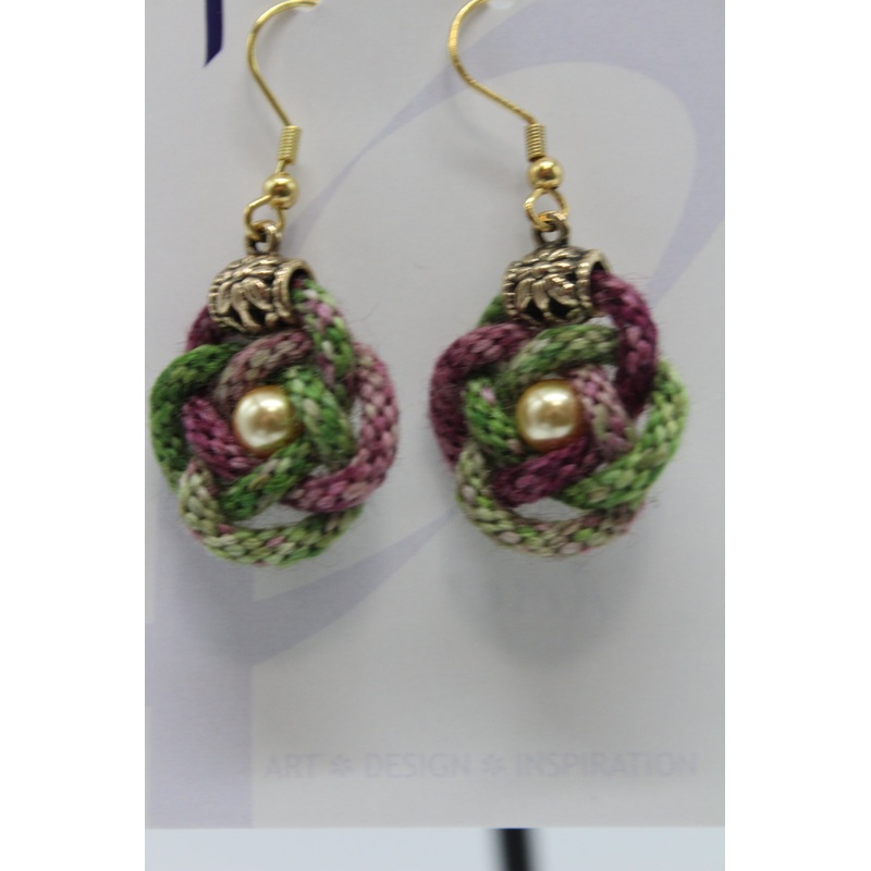 Earrings – Kumihimo Rope  – Roses (J2334)