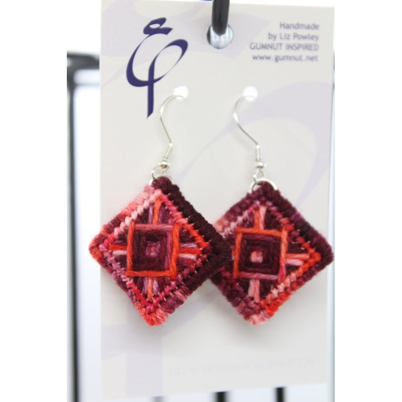 Earrings – Needlepoint  – Dove Dale hibiscus (J2341)