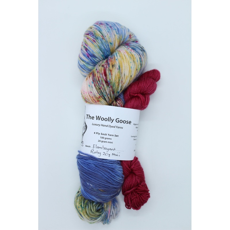 Goose’s 4ply – Sock Yarn Set – Flambouant + Ruby