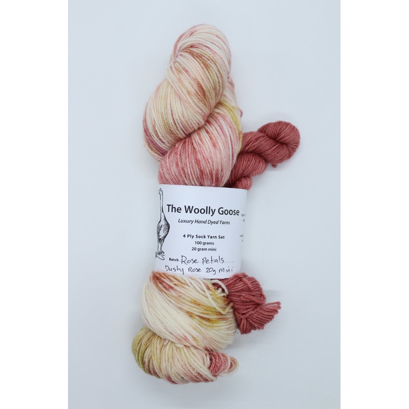 Goose’s 4ply – Sock Yarn Set – Rose Petals + Dusty Rose