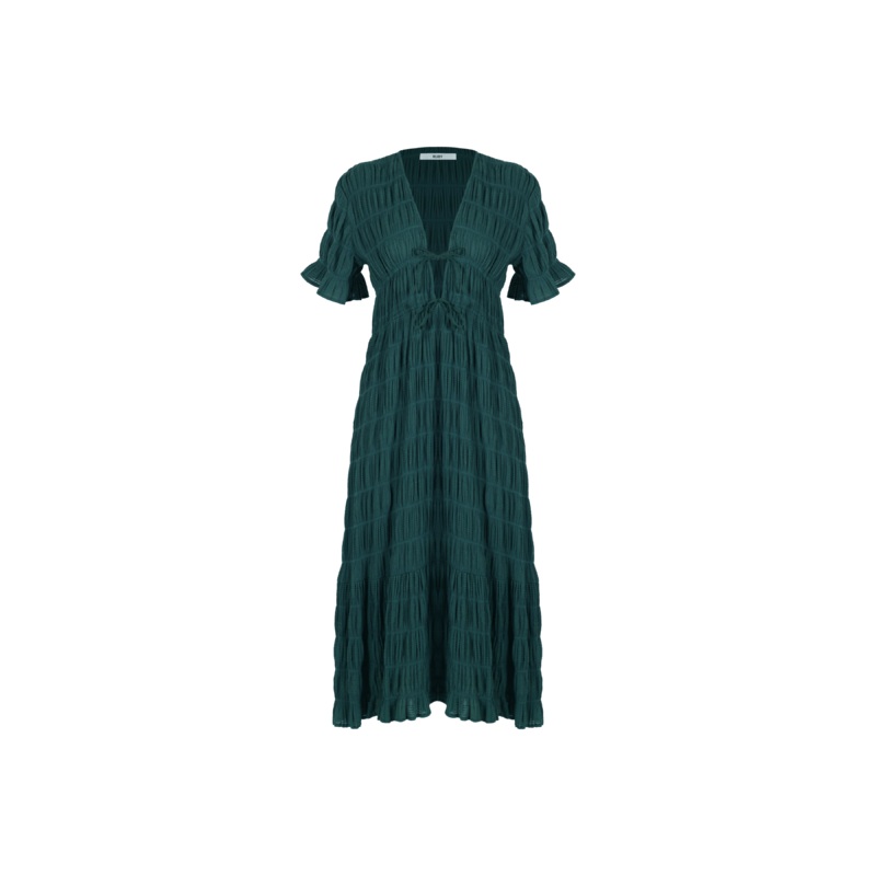 MIRELLA V-NECK DRESS PINE|4|6|8|10|12|14|16|18|20|22|24