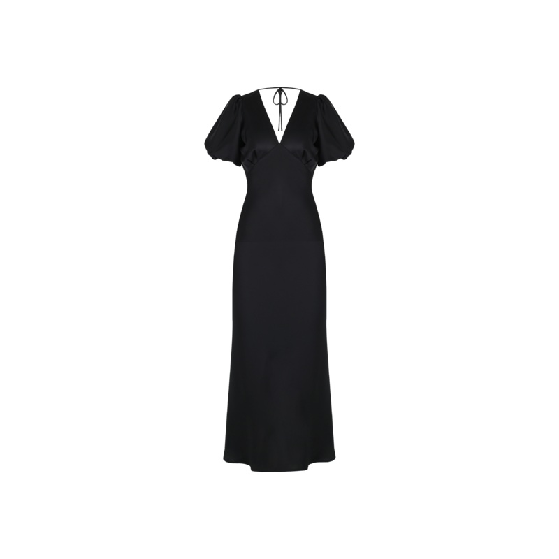 UMA SATIN DRESS BLACK|4|6|8|10|12|14|16|18|20|22|24