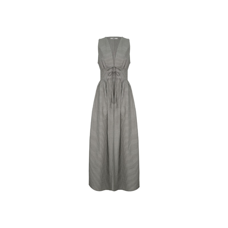 BENNY TIE DRESS KHAKI STRIPE|4|6|8|10|12|14|16|18|20